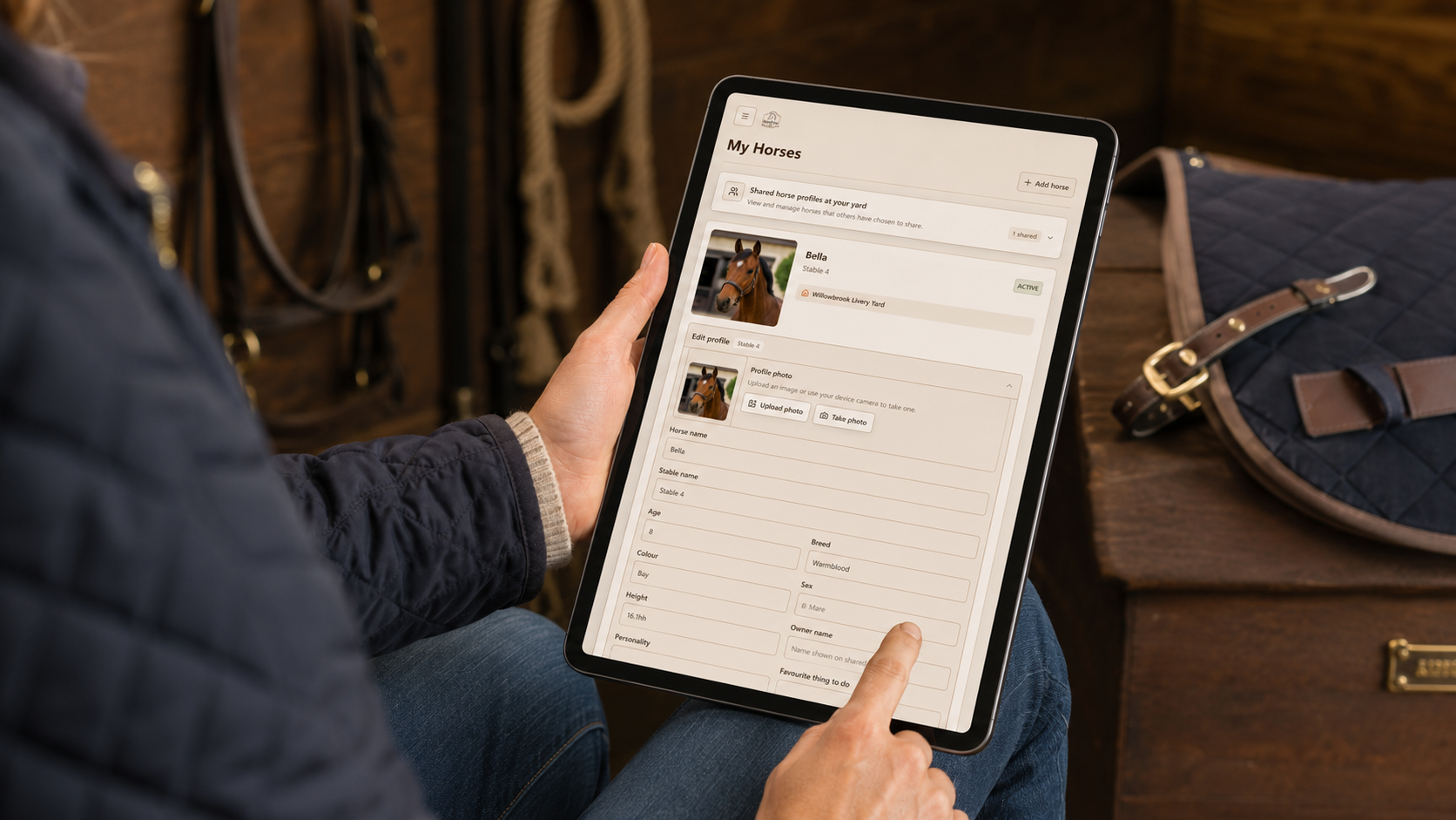 Horse profile screen in the app